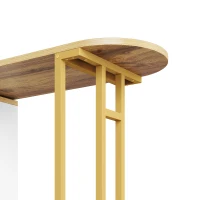 Mesa de bar extensible con almacenamiento, Mesa de bar moderna con LED, Mesa alta móvil con puertas correderas, 138-204×39×105 cm, Blanco(m-7)