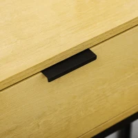 HOMCOM Mesa Consola com Gaveta Consola Moderna Mesa de Entrada com Pés de Aço 80x30x76 cm Madeira e Preto(m-8)