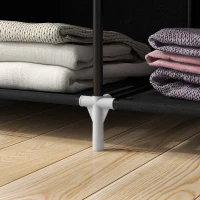 HOMCOM Dulap Portabil din Material, Dulap cu 6 Rafturi Deschise, 1 Bară și Ușă cu Fermoar, 103x43x162,5 cm, Negru(m-9)