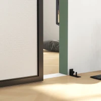 HOMCOM 6.6FT/200cm Kit de Ferragens para Porta Deslizante de Celeiro com Amortecedor Sem Perfuração e 2 Trilhos Preto(m-9)