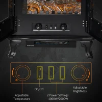 HOMCOM Electric Fireplace Stove Heater with LED Fire Flame Effect, Double Door, Freestanding & Portable with Overheat Protection, 1000W/2000W, Black(m-7)