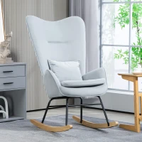 HOMCOM Schommelstoel met Zachte Bekleding in Samtlook, Inclusief Lendekussen, tot 120 kg, 67 x 85 x 112 cm, Lichtgrijs(m-7)