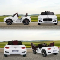HOMCOM Coche Eléctrico para Niños Bentley GT Coche de Batería para Niños de +3 Años Velocidad 2,5-5 km/h 108x60x43 cm Blanco(m-8)