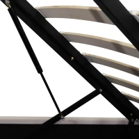 Polsterbett mit hydraulischem Bettkasten und Nietenreihe, ohne Matratze, 160×200 cm, Beige(m-8)