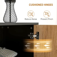 HOMCOM Bufet de Bucătărie cu 3 Sertare și un Dulăpior cu 2 Uși cu Închidere Lină, 140x35x75 cm, Lemn Natural(m-6)