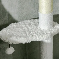 PawHut Arranhador para Gatos do Chão ao Teto com Altura Ajustável e 3 Plataformas em Forma de Nuvem 48x32x225-255 cm Branco(m-9)