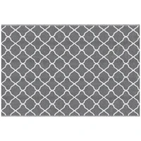 Outsunny Covor pentru Exterior 182x274 cm Reversibil, Covor Pliabil din Polipropilen 310 g/m² Gri si Alb(m-11)