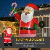 Nadmuchiwany Święty Mikołaj z laską cukrową 243 cm Santa Claus prezent LED(m-4)