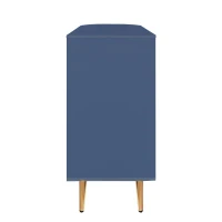 Credenza portaoggetti autoportante con Ante in Vetro e Luci LED, 130×40×80 cm, Blu(m-11)
