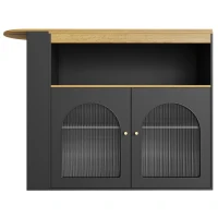 Moderno tavolo da bar allungabile, con spazio di stoccaggio, Rotabile, 138-193×39×105 cm, Nero(m-9)