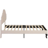 Cama tapizada con cabecero ajustable en altura y somier, sin colchón, 90×200 cm, Beige(m-11)