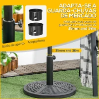 Outsunny Base de Chapéu de Sol Redonda Suporte para Chapéu de Sol Preenchido de Cimento Peso 9,5 kg para Mastros de Ø38/48 mm Preto(m-4)