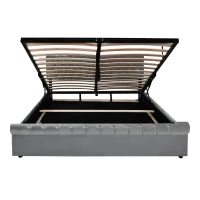 Polsterbett mit höhenverstellbarem Kopfteil und Lattenrost, ohne Matratze, 180×200 cm, Grau(m-10)