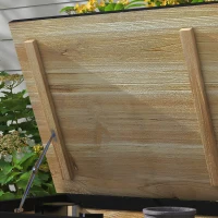 Outsunny Baú de Exterior 121 L Baú de Armazenamento em Madeira com 4 Rodas para Jardim Pátio Varanda 100x50x43 cm Natural e Preto(m-9)
