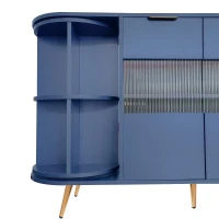 Credenza portaoggetti autoportante con Ante in Vetro e Luci LED, 130×40×80 cm, Blu(m-6)