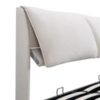 Lit rembourré avec coffre de rangement hydraulique et trois tiroirs, sommier à lattes, sans matelas, 180×200 cm, Blanc(m-6)