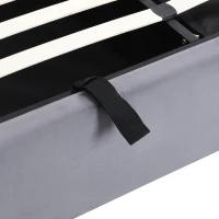 Letto imbottito con contenitore idraulico e tre cassetti, rete a doghe con testiera, senza materasso, 180×200 cm, Grigio(m-8)