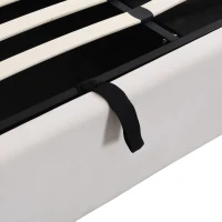 Polsterbett mit hydraulischem Bettkasten und drei Schubladen, Lattenrost mit Kopfteil, ohne Matratze, 180×200 cm, Weiß(m-8)