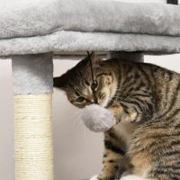 PawHut Arranhador para Gatos Médios com Casa Plataforma Bola Brinquedo Arranhador e Postes de Sisal 48x48x85 cm Cinza(m-8)