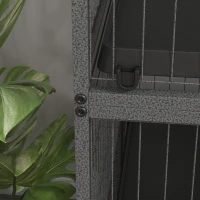 PawHut Gaiola para Roedores 80x52x128 cm Casa de 4 Alturas com Rampas Suspensa Rede Bandeja Removível Rodas Cinza Prateado(m-8)