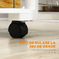 Homcom Carucior Bucatarie Mobil Alb – 4 Cosuri, Sertar & Rafturi LATERALE(m-6)