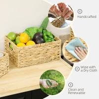 HOMCOM Set of Three Water Hyacinth Storage Baskets(m-6)