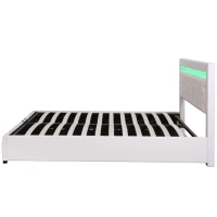 Polsterbett mit Lattenrost und Stauraum, LED-Beleuchtung, ohne Matratze, 180 x 200 cm, Weiß(m-10)