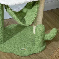 PawHut Árvore Arranhador para Gatos com Forma de Cacto com Rede Plataforma Postes de Sisal e Bola Divertida 45x45x90cm Verde(m-7)