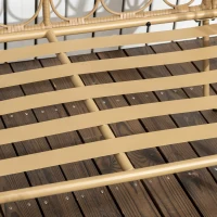 Outsunny Conjunto de Jardim de 4 Peças em Vime Sintético com 2 Poltronas 1 Sofá de 2 Lugares 1 Mesa e Almofadas Natural e Cinza(m-8)