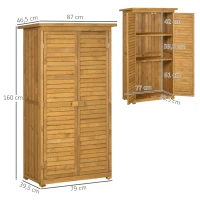 Outsunny Armário de Madeira 0,31 m² 87x46,5x160 cm Armário Exterior de Madeira com 2 Portas e 2 Prateleiras Interior Madeira(m-3)
