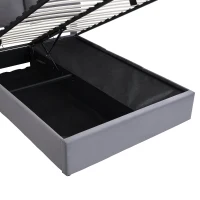 Letto imbottito con contenitore idraulico e tre cassetti, rete a doghe con testiera, senza materasso, 140x200 cm, Grigio(m-7)