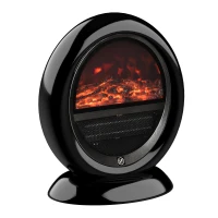 HOMCOM Freestanding Electric Fireplace Indoor Space Table Top Heater with Realistic Flame Effect, Rotatable Head, Overheating Protection, 1500W, Black(m-1)