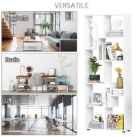 HOMCOM Libreria Scaffale Moderna di Design a 8 Ripiani in Legno Truciolare, Arredamento Casa e Ufficio, 70x24x178cm Bianco(m-7)