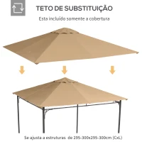 Outsunny Toldo de Substituição de 3x3m para Pérgola de Jardim com 8 Orifícios de Drenagem e Ventilação Bege(m-7)
