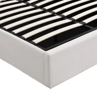 Polsterbett mit hydraulischem Bettkasten und drei Schubladen, Lattenrost mit Kopfteil, ohne Matratze, 180×200 cm, Weiß(m-9)