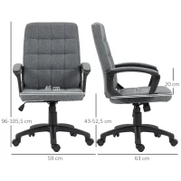 Vinsetto Cadeira de Escritório Giratória com Altura Ajustável e Apoio para os Braços Estilo Moderno 59x63x96-105,5 cm Cinza(m-3)