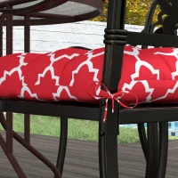 Outsunny Conjunto de 4 Almofadas para Cadeiras de Sala 48x48x7 cm Impermeáveis e Anti-UV com 2 Fitas de Fixação Vermelho(m-8)