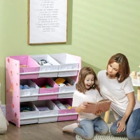 ZONEKIZ Kids Storage Rack, with Nine Removable Baskets, for Nursery, Bedroom, Playroom - Pink(m-8)