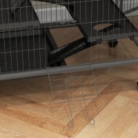 PawHut Gaiola para Roedores 80x52x128 cm Casa de 4 Alturas com Rampas Suspensa Rede Bandeja Removível Rodas Cinza Prateado(m-9)