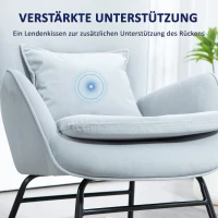 HOMCOM Schommelstoel met Zachte Bekleding in Samtlook, Inclusief Lendekussen, tot 120 kg, 67 x 85 x 112 cm, Lichtgrijs(m-5)