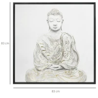 HOMCOM Pintura em Lona de Buda 83x83cm com Textura Dourada Impressão Artistica Quadro de Parede para Decoração Multicor(m-3)