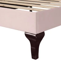 Letto imbottito con testiera regolabile in altezza e rete a doghe, senza materasso, 90×200 cm, Rosa(m-8)