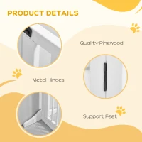 PawHut Adjustable Wooden Pet Gate Freestanding Dog Barrier Fence Doorway 3 Panels Safety Gate w/ Lockable Door White 71H x 113-166W cm(m-7)