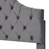 Lit rembourré avec tête de lit réglable en hauteur et sommier à lattes, sans matelas, 90×200 cm, Gris(m-6)