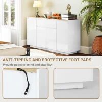 HOMCOM Bufet de Bucătărie cu 3 Dulapuri și 4 Uși cu Îchidere Lină, Mobilier Modern cu Sertar, 140x40x75 cm, Alb(m-7)