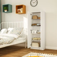 HOMCOM Dulap Multifuncțional cu Uși Batante, 5 Rafturi și 3 Niveluri Reglabile, 60x31,5x165 cm, Alb(m-10)