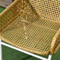 Outsunny Conjunto de Mesa e Cadeiras para Exterior Inclui 2 Cadeiras e 1 Mesa de Centro de Vime com Almofadas para Terraço Natural(m-8)