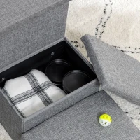 PawHut Escada para Cães de 3 Degraus com Tampas 3 Caixas de Armazenamento Caverna e Almofada Lavável 73,5x33x40,5cm Cinza(m-8)