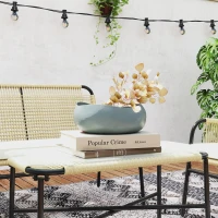 Outsunny Set pentru Exterior din Canapea cu 2 Locuri, 2 Fotolii cu Perne și Măsuță de Cafea din Sticlă, 110x65x74 cm, Galben(m-9)