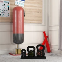 SPORTNOW Three-Piece Kettlebell Set, 5lbs, 10lbs, 15lbs with Storage Tray(m-10)